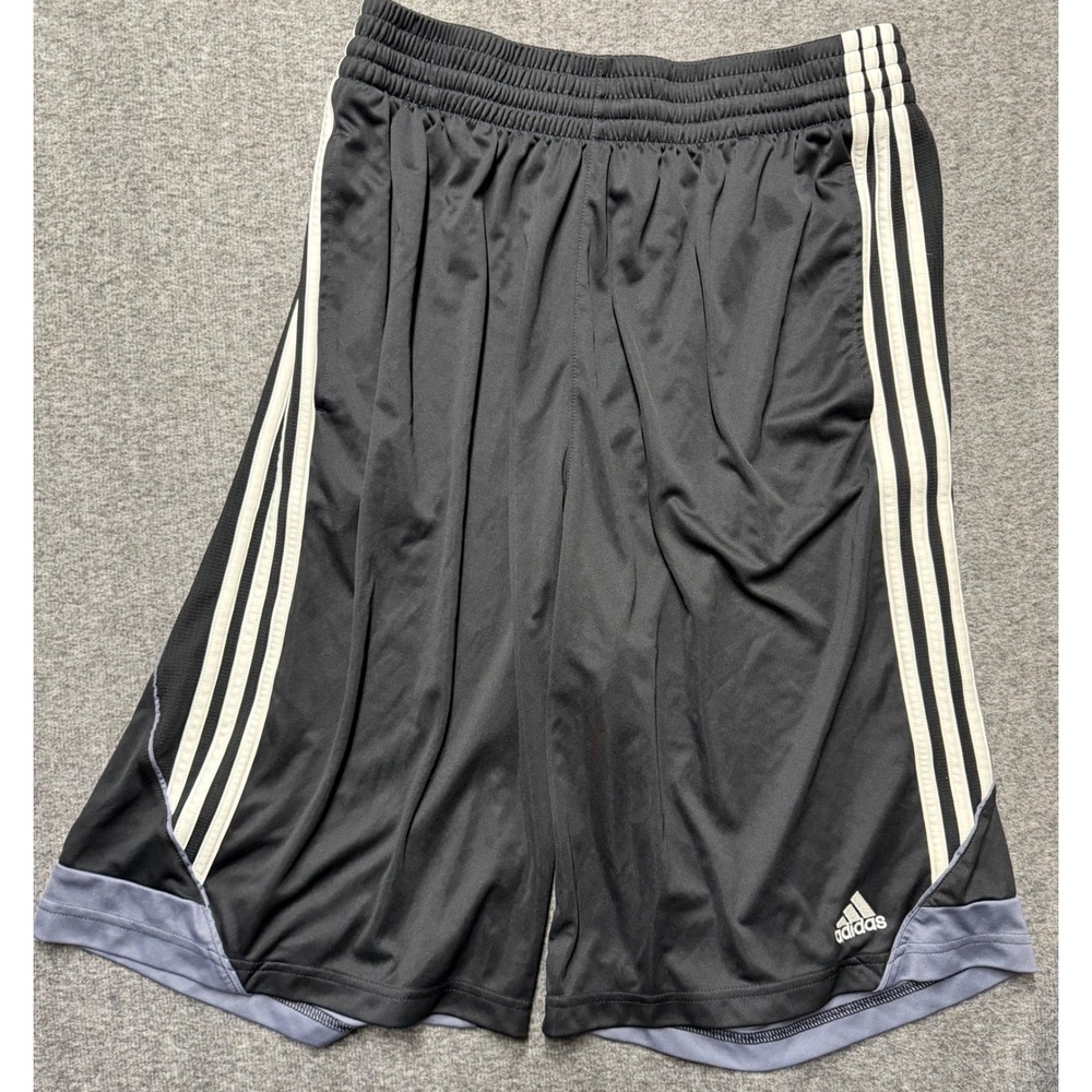 Adidas Climalite Mens Basketball Shorts Black White Striped Large Gym Athletic